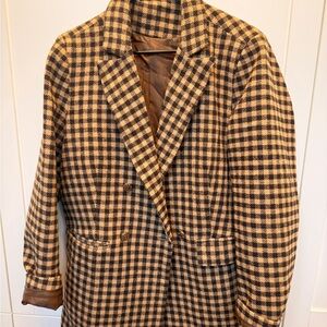 Men's Brown Checkered Trench Coat